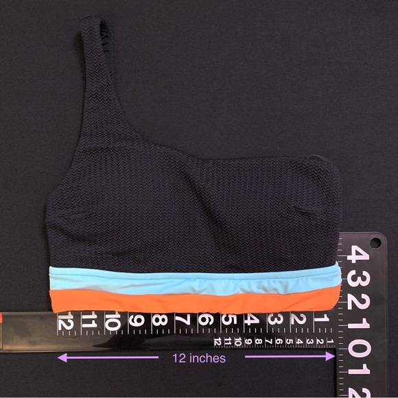 SEAFOLLY Slice of Splice One Shoulder Bikini Top & Bottom sz.10 MEDIUM Black-NWT - Picture 5 of 11